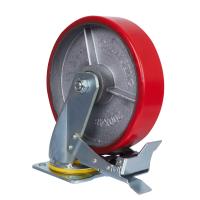 Большегрузное колесо с полиуретановой шинкой С-4102-DUS поворотное, с тормозом, г/п 1100 кг