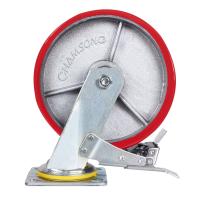 Большегрузное колесо с полиуретановой шинкой С-4102-DUS поворотное, с тормозом, г/п 800 кг