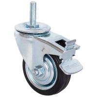 Колесо промышленное поворотное, болтовое крепление с тормозом (М10), 75 мм (SCtb 93)