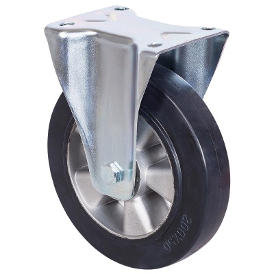 Колесо большегрузное с черной резиной, площадка, неповоротное, алюмин.обод, ш/подш. 200 мм (FCDL 80)