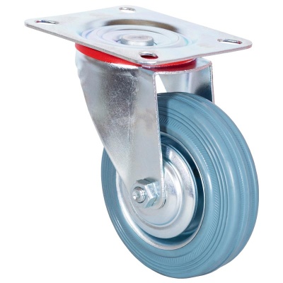 Колесо промышленное с площадкой, поворотное, серая резина, роликоподш. 100 мм (SС 42F)