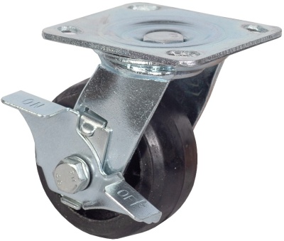 Колесо большегрузное поворотное с тормозом обрезиненное 125 мм - SCdb 55